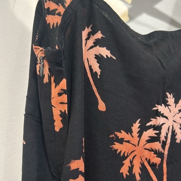 Sugarhill Brighton Tara batik tiered midi sundress black, palm tree print 6 new - Picture 7 of 9